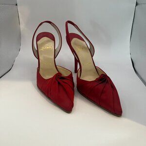 Christian Louboutin Red Satin Slingback heels Size 39
